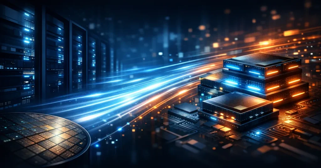 Abstract illustration of memory supply shift driven by AI infrastructure